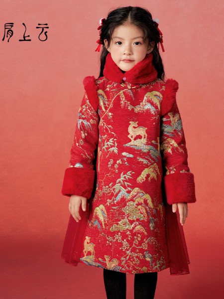 JS蒋硕/肩上云(jianshangyun)童装品牌红色喜庆中国风唐装长袖套装2025秋冬新品